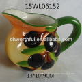 Bandeja de cerámica redonda al por mayor con diseño de oliva